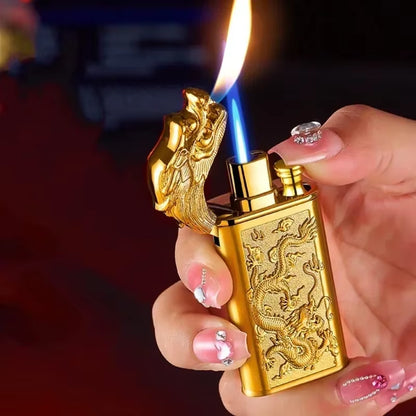 Windproof 3D Dragon Double Flame Lighter Metal Double Jet Flame Portable Lighter Perfect for Men!