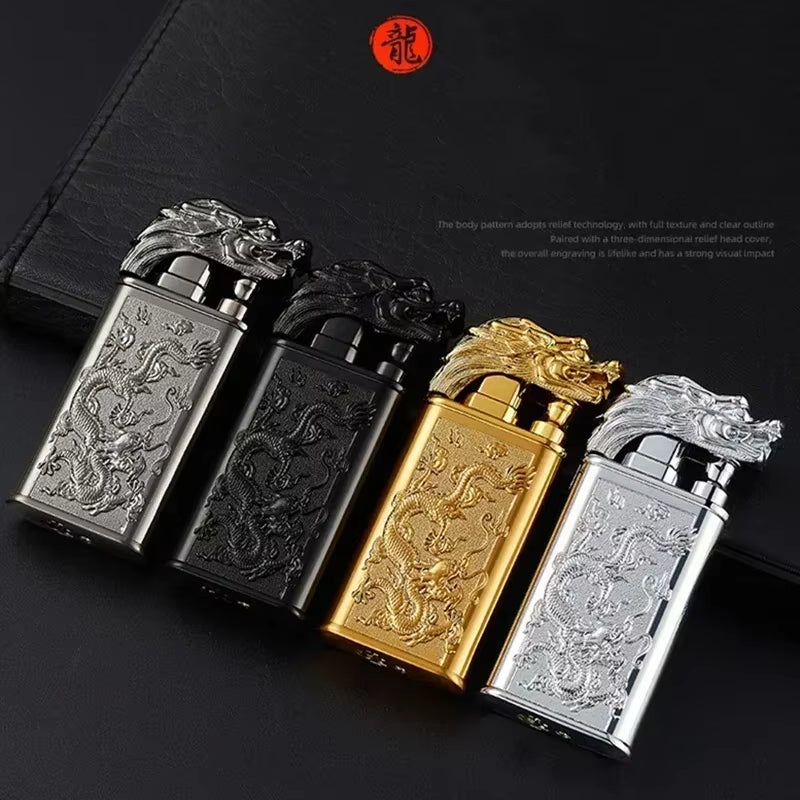 Windproof 3D Dragon Double Flame Lighter Metal Double Jet Flame Portable Lighter Perfect for Men!